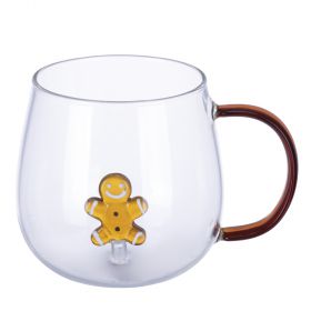 Mug 450 ml in vetro borosilicato, biscotto marzapane interno 3D, Xmas
