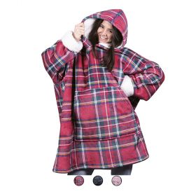 Felpone tartan con cappuccio e tasca centrale, taglia unica, Sibilla