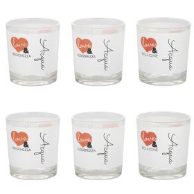 Set 6 bicchieri acqua in vetro 270 ml, Love and