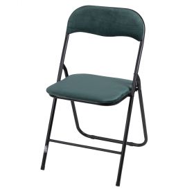Sedia pieghevole effetto velluto verde