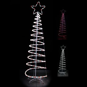 Albero a spirale 240 led bianco/rosso h. 180 cm, Santa's House