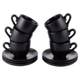 Set 6 tazzine caffè 90 ml con piattino in gres, Horeca Black