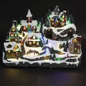 Villaggio natalizio con musica, moviemnto e 42 led 49x27x35 cm, Santa's House
