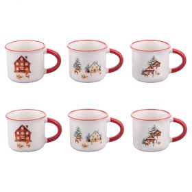 Set 6 tazzine caffè 90 ml in gres, Winter Village