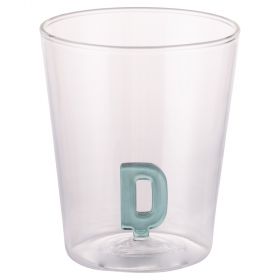 Bicchiere 420 ml in vetro borosilicato, lettera D interna in 3D, Monogram