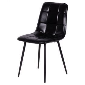 Sedia arredo stile industrial, gambe in metallo e seduta trapuntata imbottita, nero, Sibilla