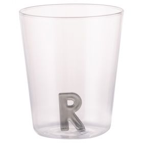 Bicchiere 420 ml in vetro borosilicato, lettera R interna in 3D, Monogram