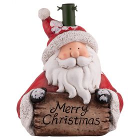 Base  per albero di Natale in poliresina h. 45,5 cm, babbo Natale con cartello, Santa's House