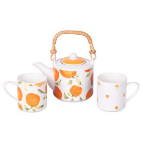 Set teiera e due tazze in porcellana 640 ml, Fruit Life