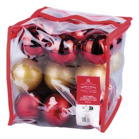 Set 27 palle natalizie rosse/oro assortite Ø 8 cm, in pvc bag, Santa's House