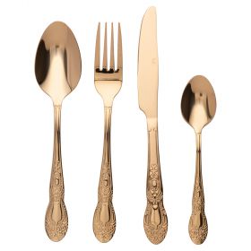 Set 24 posate in acciaio inox, gold lucido, Wonderland