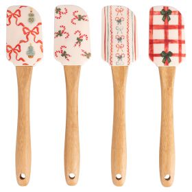Spatola in silicone e legno, Natale con i fiocchi