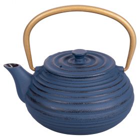 Teiera blu 600 ml in ghisa, filtro in acciaio inox