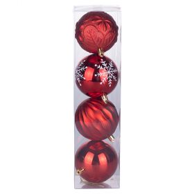 Set 4 palle di Natale rosse decorate Ø 8 cm, Santa's House