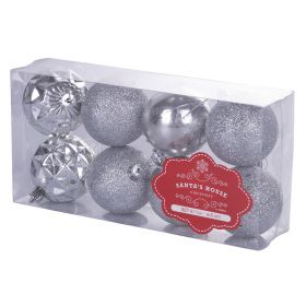 Set 8 palle di Natale argento assortite Ø 6 cm, Santa's House