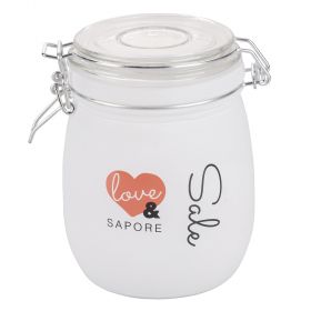 Barattolo sale 800 ml in vetro bianco, Love and
