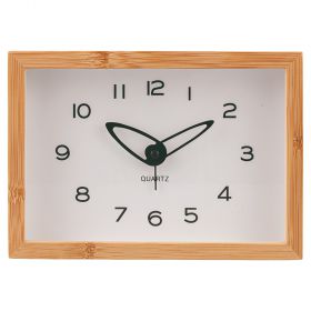 Orologio rettangolare da tavolo con sveglia 19x13,8 cm, cornice in bambù, Sibilla