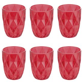 Set 6 bicchieri acqua 340 ml, trasparente, Celine Red