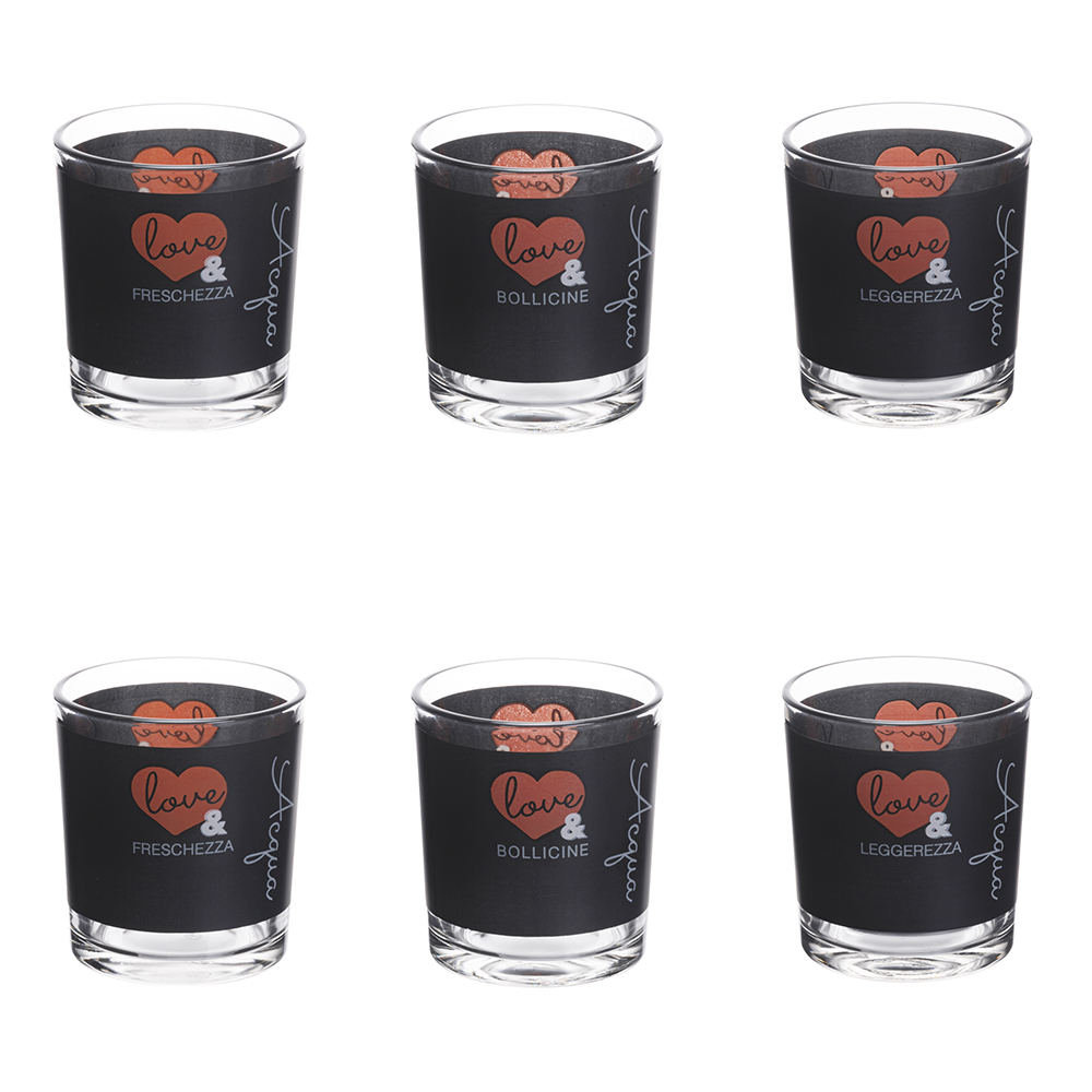 Set 6 bicchieri acqua in vetro 270 ml, Love and