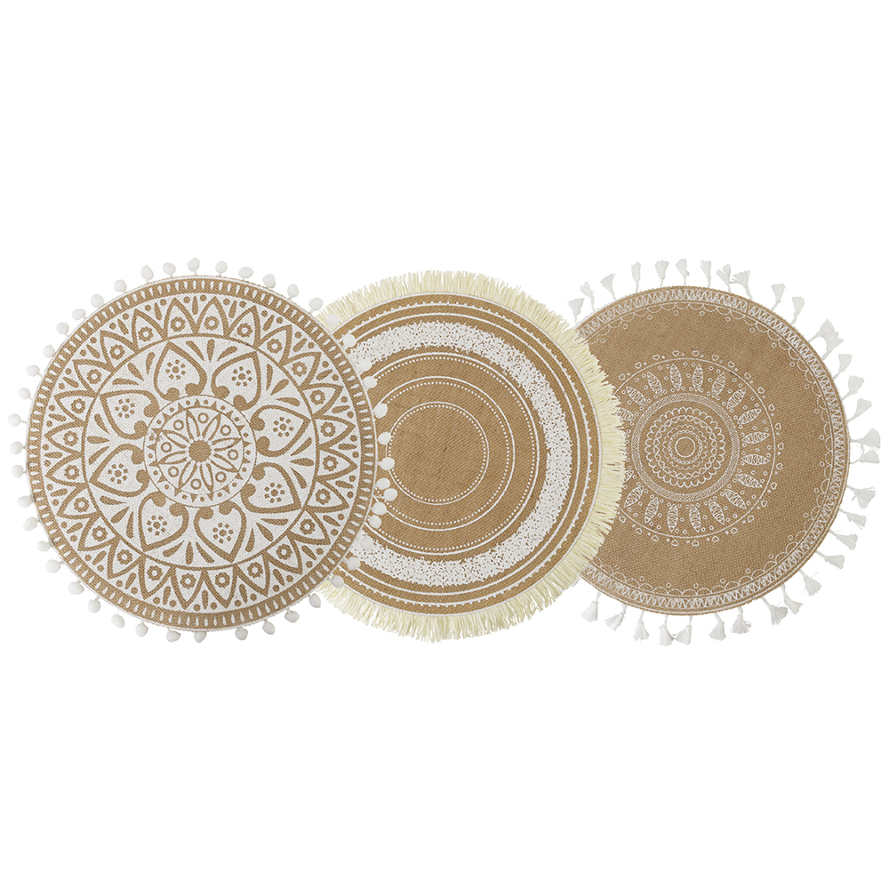 Tovaglietta tonda in juta, White