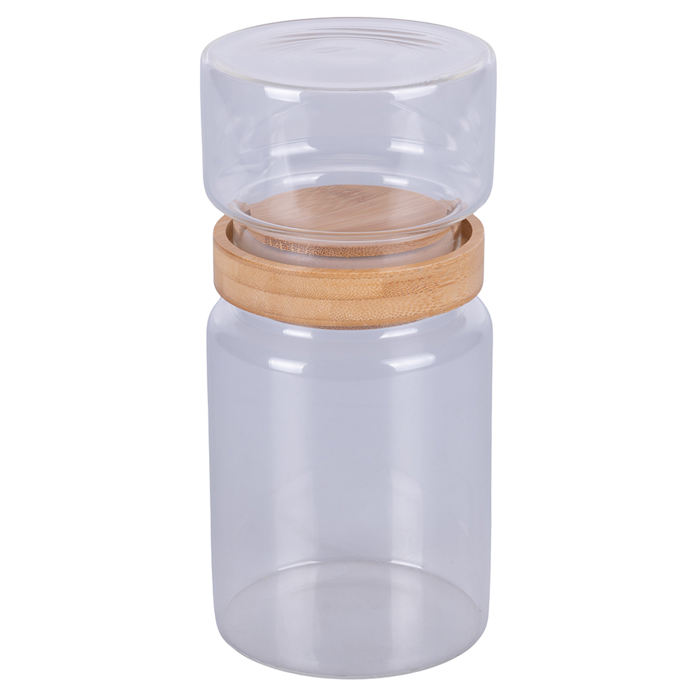 Barattolo 2 in 1 400/900 ml in vetro borosilicato e bambù, Glass