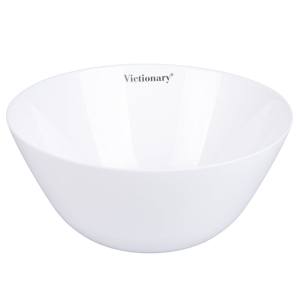 Insalatiera tonda in vetro opalino, bianco, Victionary