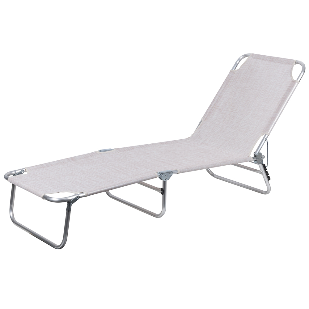 Lettino mare in alluminio, richiudibile, ecrù, Viareggio Esté
