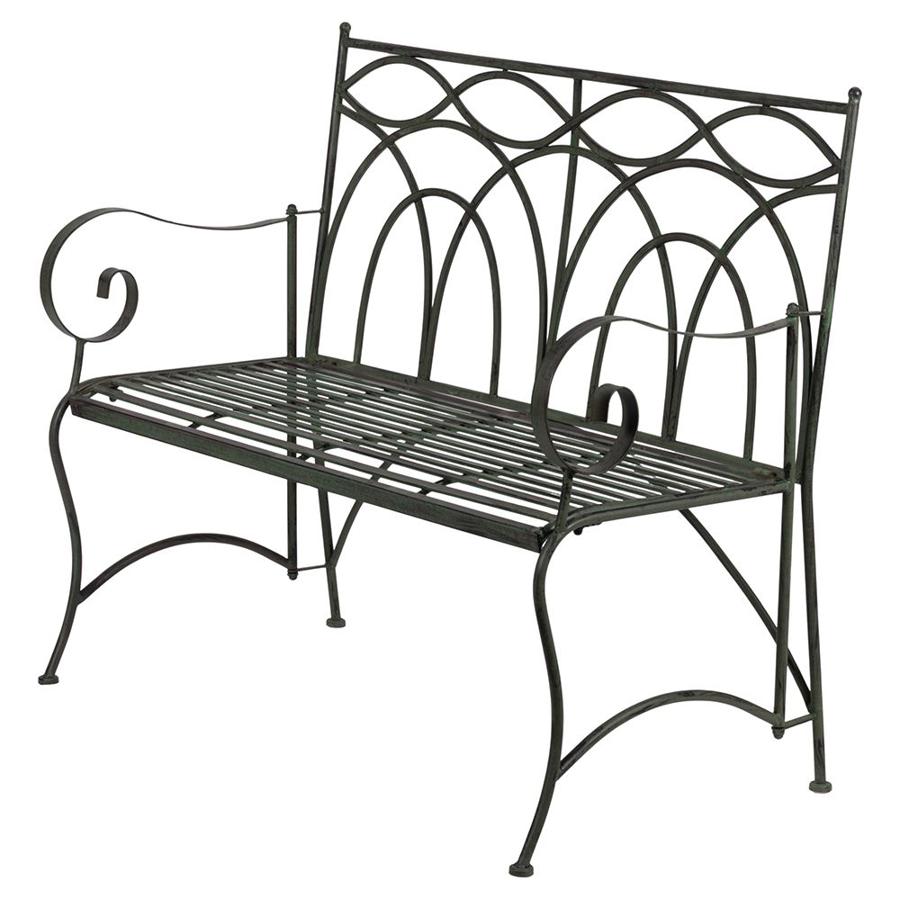 Panchina in ferro 113x55x96 cm richiudibile, ruggine anticato, Esté