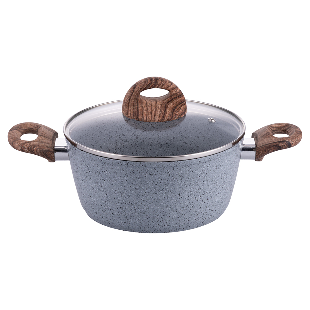 <p>Casseruola con coperchio 20 cm, rivestimento in ceramica, induzione, extra spessore 4,5 mm, Carrara</p>