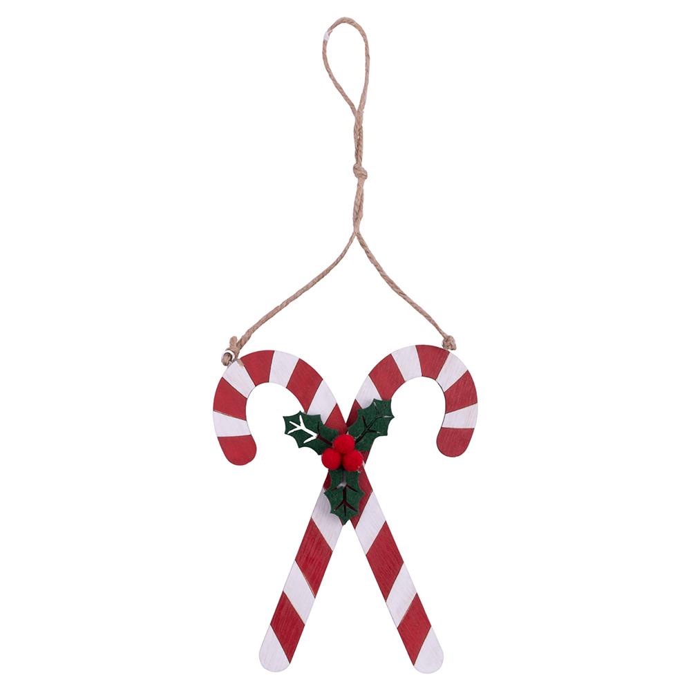Appendino bastoncino natalizio in legno, Candy Xmas