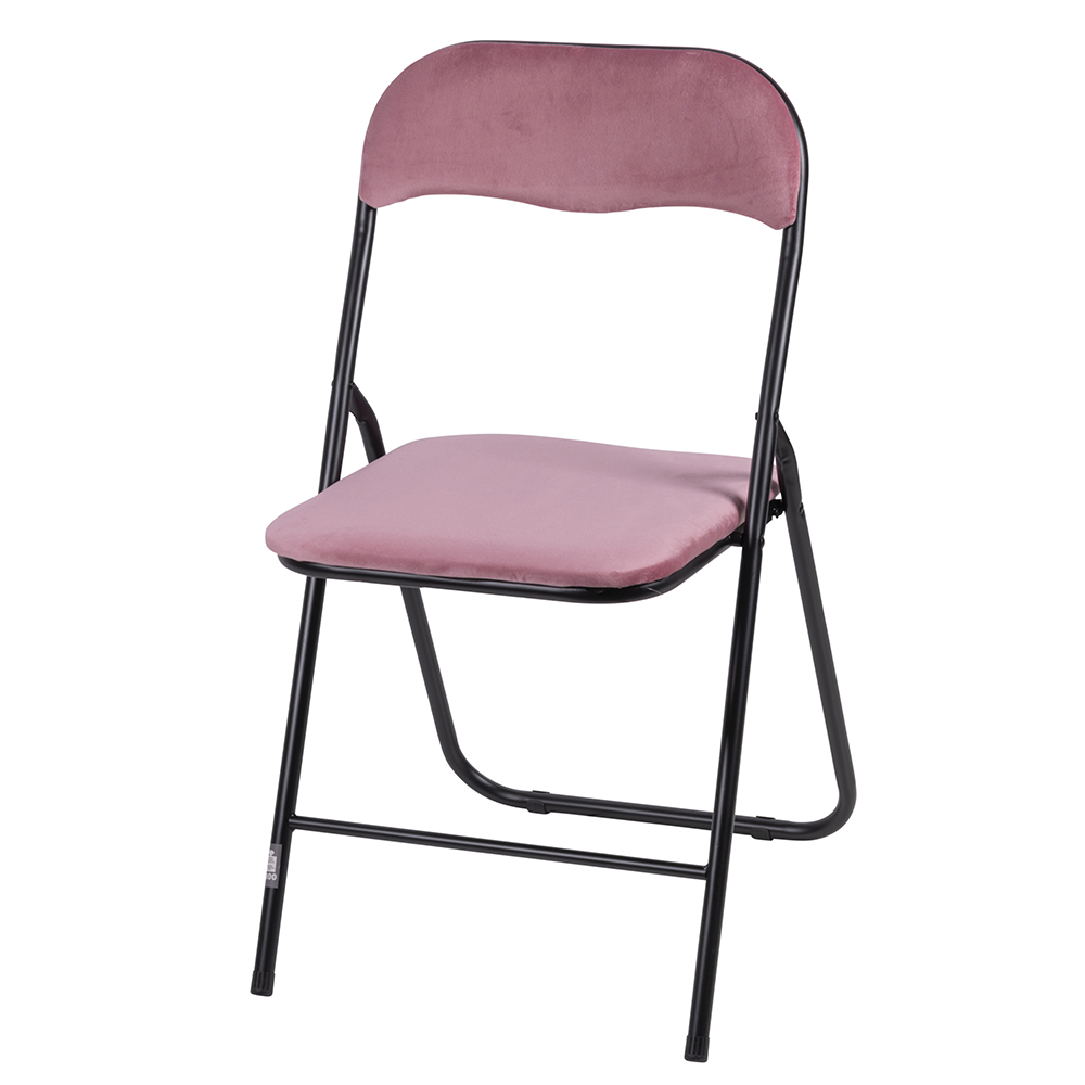 Sedia pieghevole effetto velluto, rosa, Sibilla