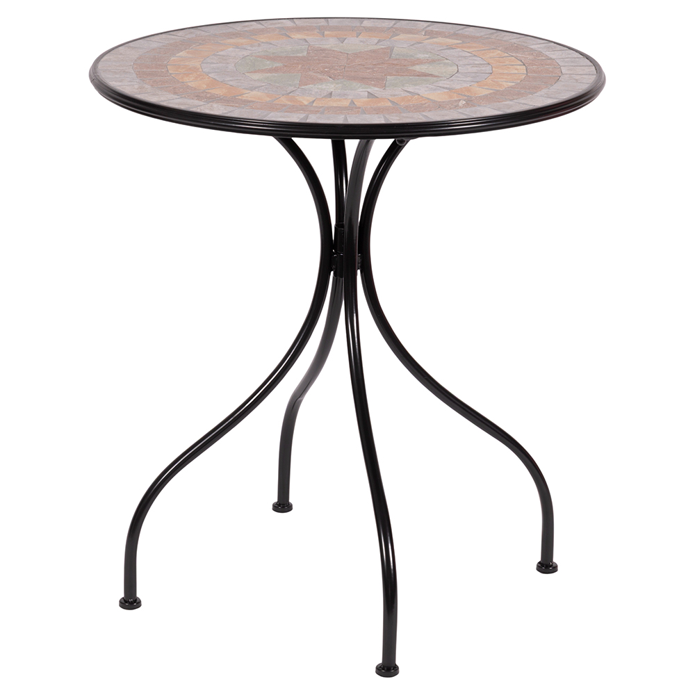 Tavolo tondo da esterno in ferro e ceramica, Cipro Esté