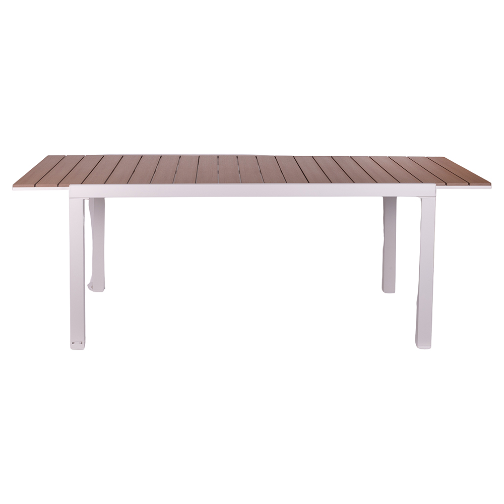 Tavolo da esterno allungabile 160/210x 90 cm a doghe in alluminio, bianco e natural, Amalfi Esté