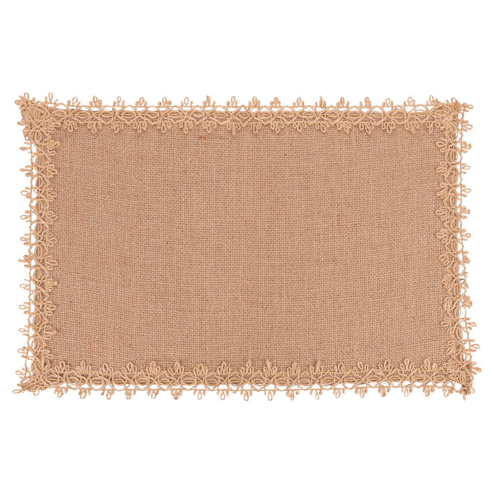 Tovaglietta rettangolare in juta, bordo ricamato