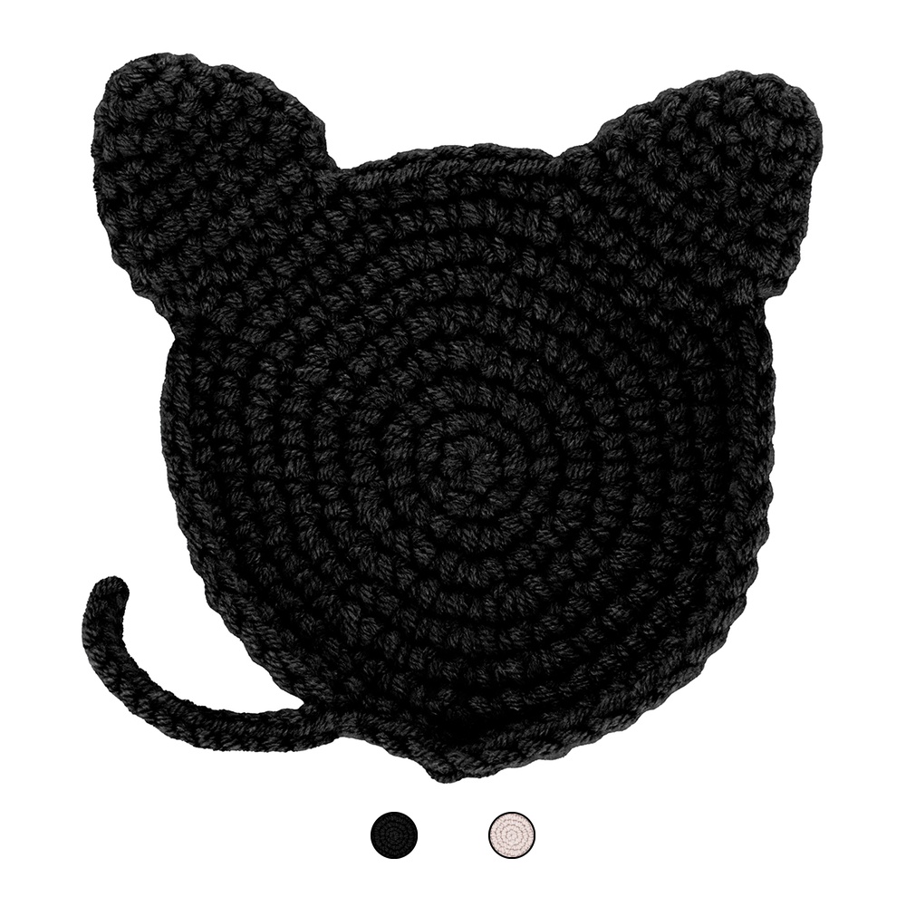 Sottobicchiere uncinetto, design gatto Ø10 cm, Crochet