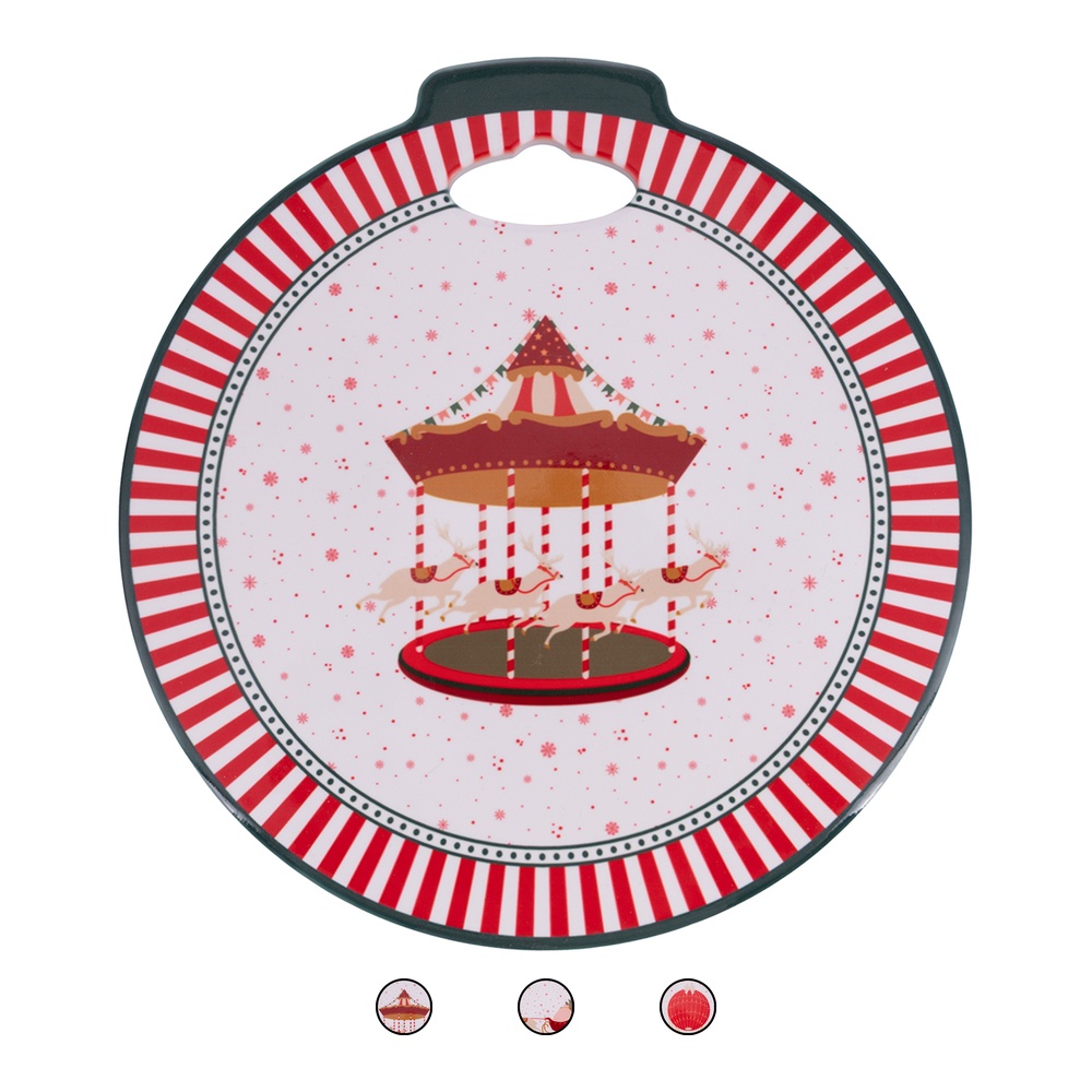 <p>Mattonella decorativa natalizia in ceramica, Xmas Circus</p>