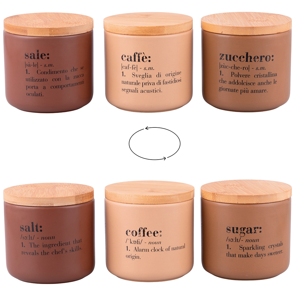 Set 3 barattoli sale, zucchero e caffè 500 ml, Victionary Chocolate