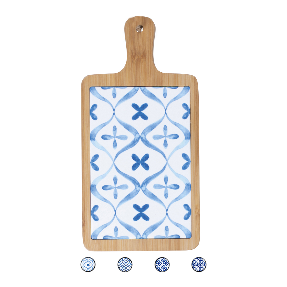 Tagliere in legno di bambù e ceramica,15x29,5cm, Sibilla