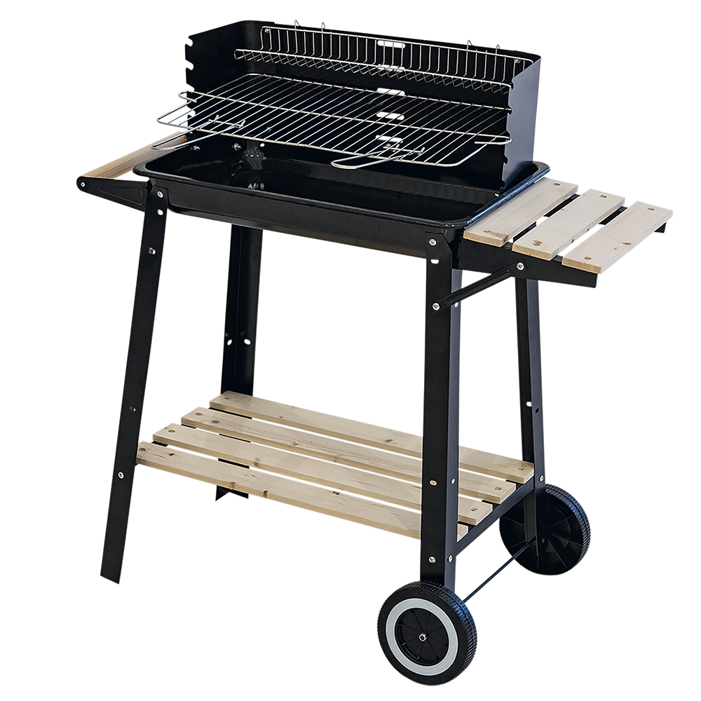 Barbecue rettangolare 83x44xh.87 cm, ripiani in legno, BestBQ