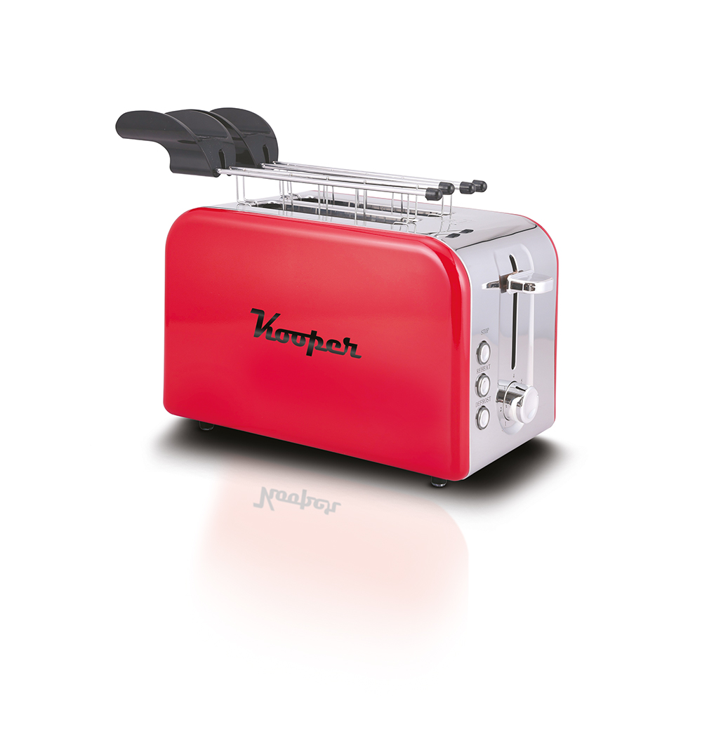 Tostapane 2 aperture 700-850 W, con pinze, rosso, Kooper
