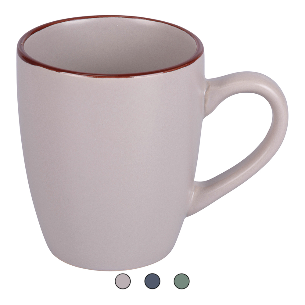 Mug 360 ml in gres, bordino marrone, Paris Sibilla