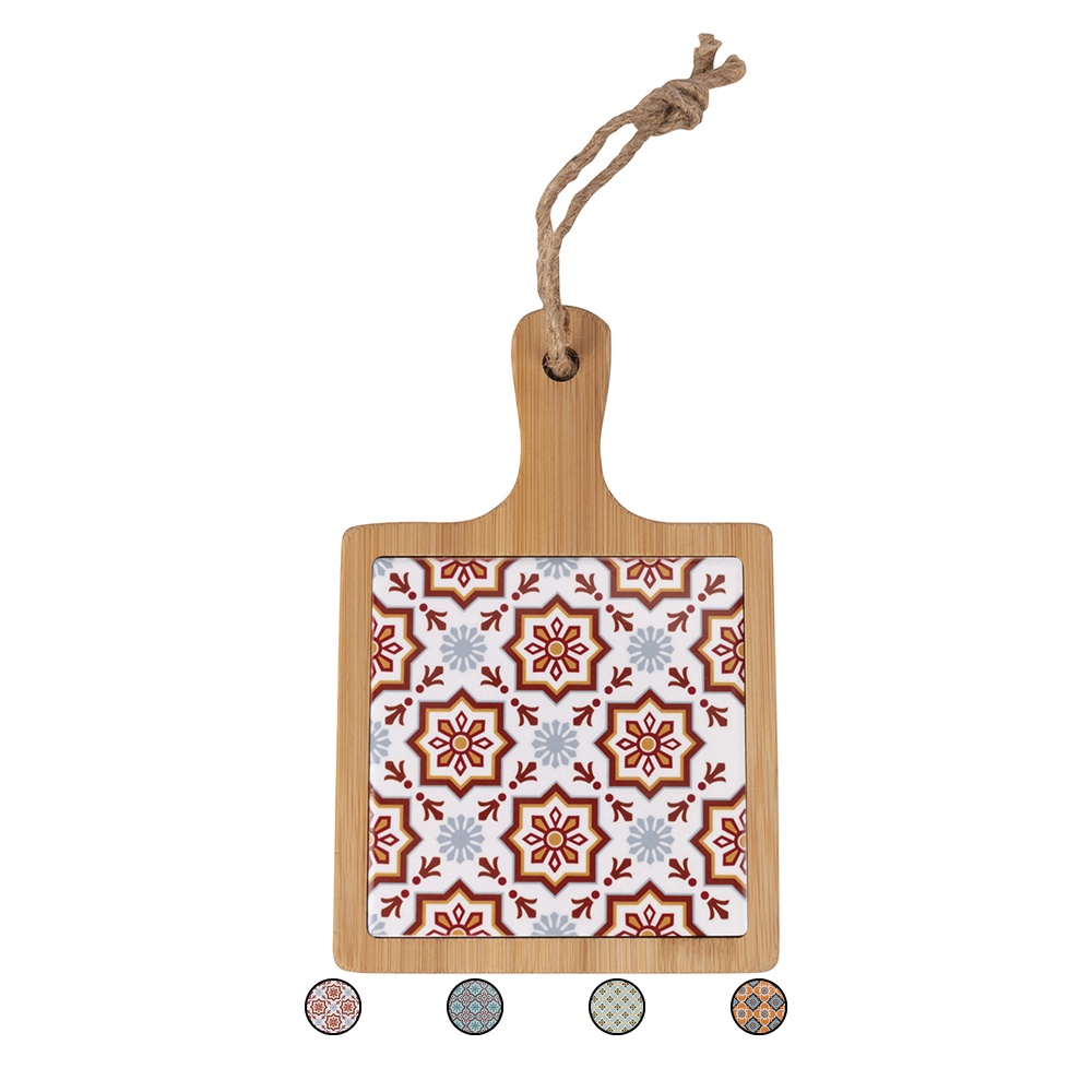 Tagliere in bambù, decoro maiolica, 19,5x13 cm, Valladolid