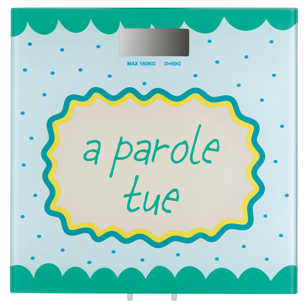 Bilancia pesapersone digitale, top in vetro temperato, verde, More Amor