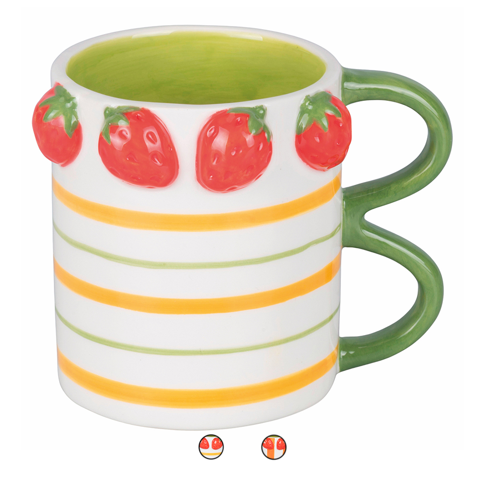 Mug 350 ml in ceramica, doppia impugnatura, Fruit Life