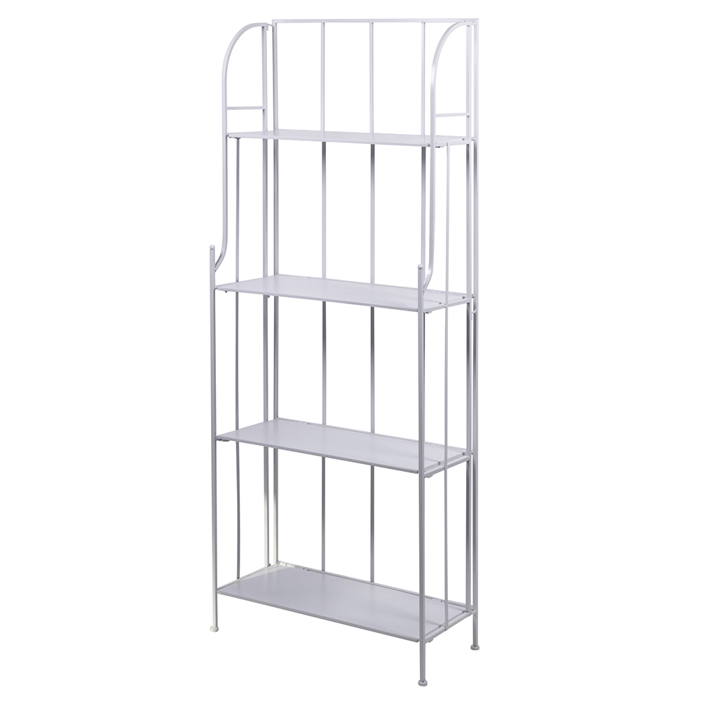 Scaffale 4 ripiani multiuso in ferro battuto, richiudibile, bianco, Esté